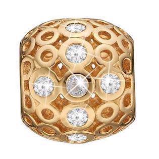 Christina Collect 925 sterling silver Magic gold-plated ring of small circles with white topaz, model 630-G76